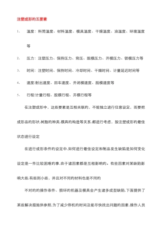 注塑成型五要素