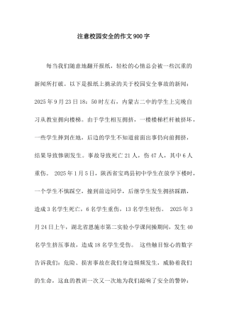 注意校园安全的作文900字
