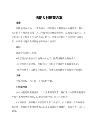 洛阳乡村运营方案