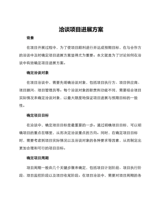 洽谈项目进展方案