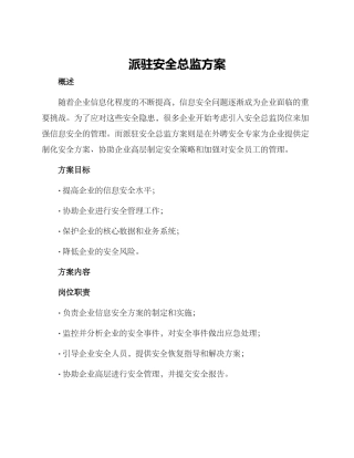 派驻安全总监方案