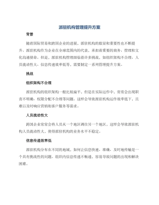 派驻机构管理提升方案