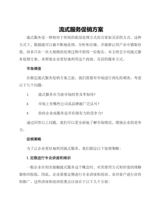流式服务促销方案