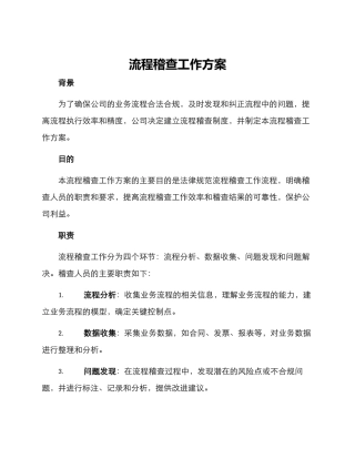 流程稽查工作方案