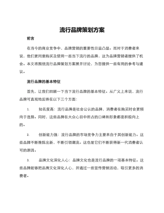 流行品牌策划方案