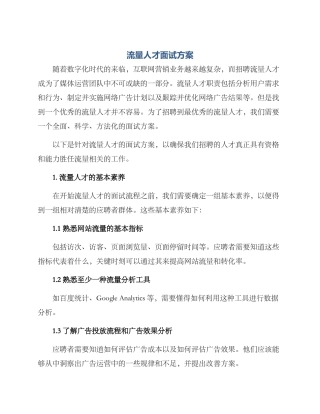 流量人才面试方案