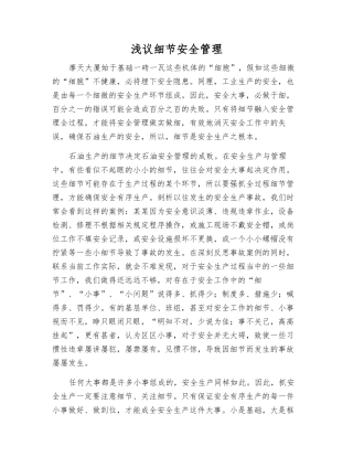 浅议细节安全管理