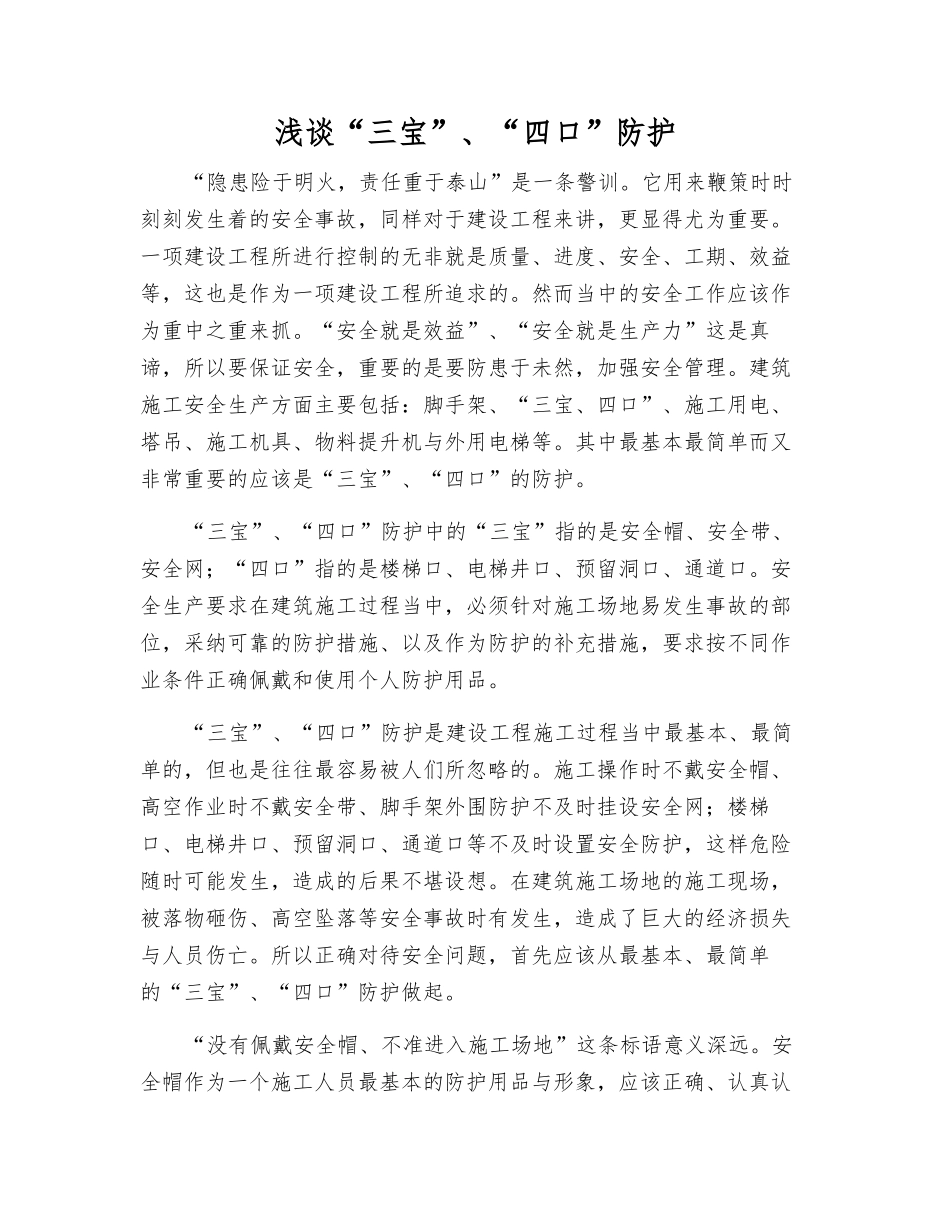 浅谈“三宝”、“四口”防护_第1页