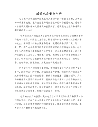 浅谈电力安全生产