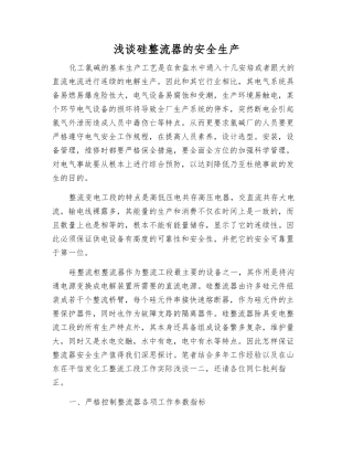 浅谈硅整流器的安全生产