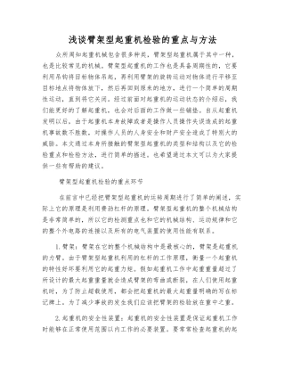 浅谈臂架型起重机检验的重点与方法