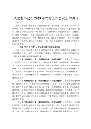 镇党委书记在2025年农村工作会议上的讲话
