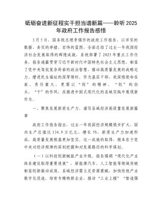 政府工作报告学习心得之四