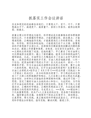 抓落实工作会议讲话