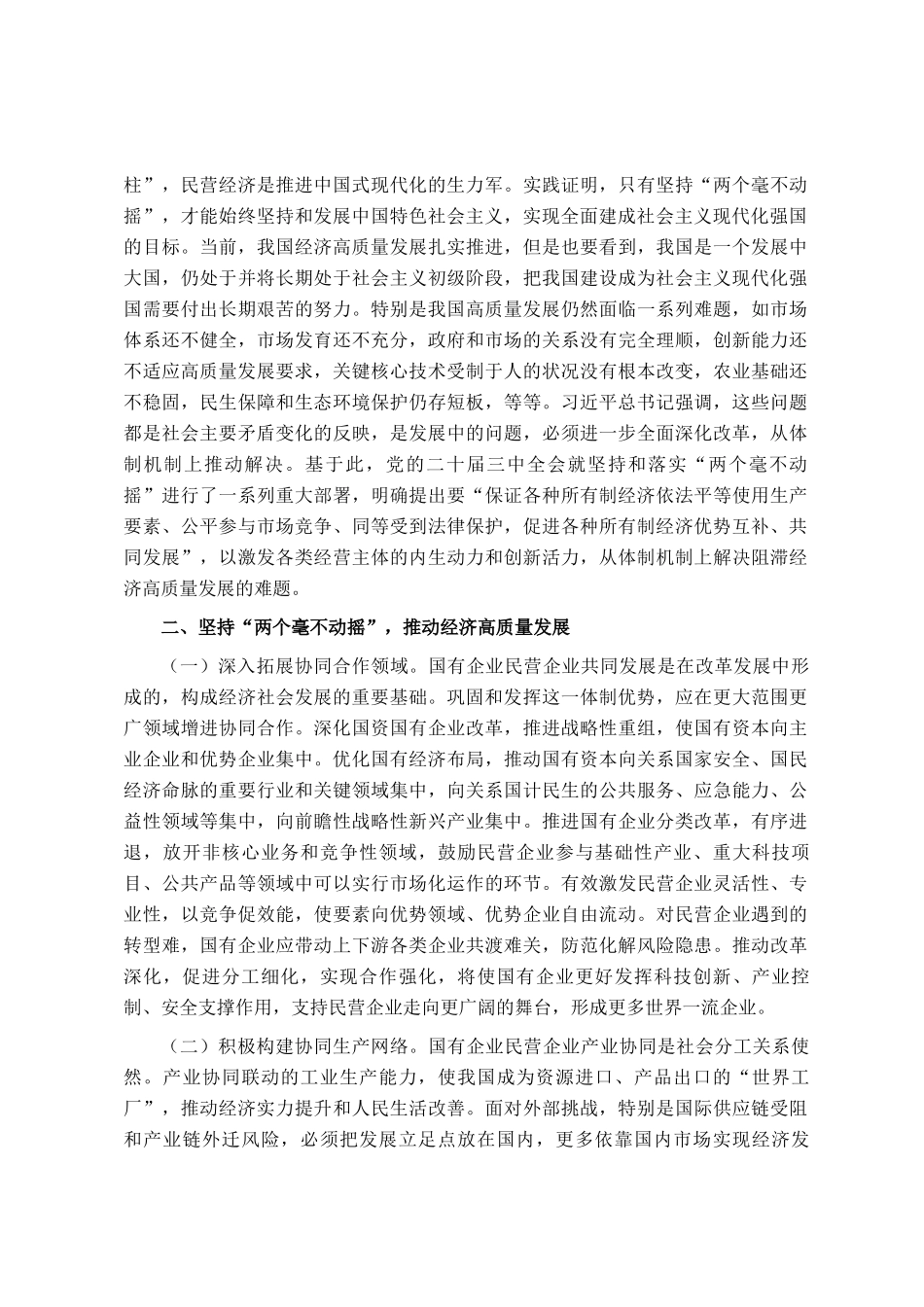 专题讲稿：以两个毫不动摇引领经济高质量发展_第3页