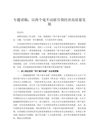 专题讲稿：以两个毫不动摇引领经济高质量发展