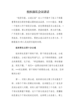 组织部长会议讲话