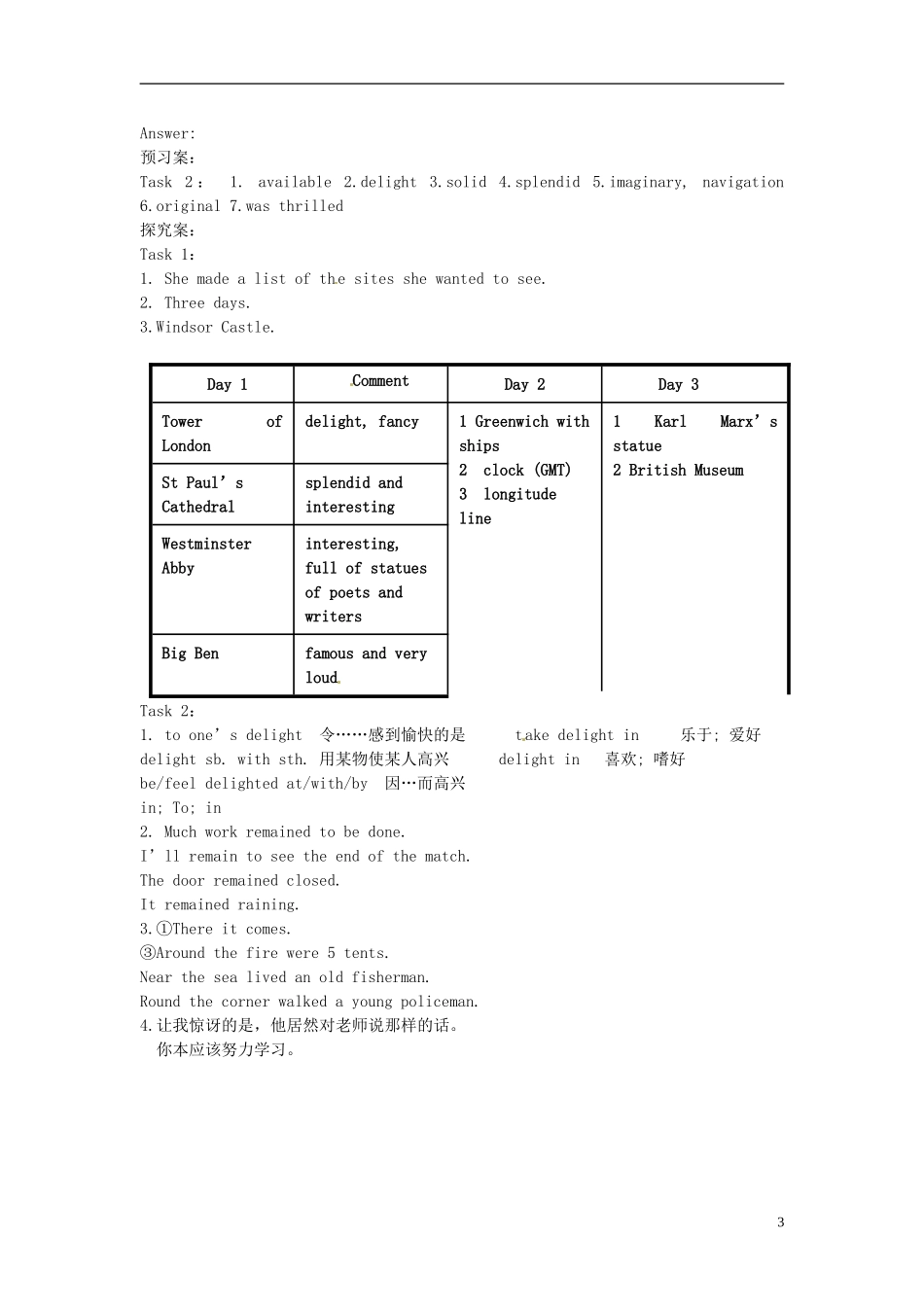 广东惠州市高二英语《Unit 2 The United Kingdom Using language》学案_第3页