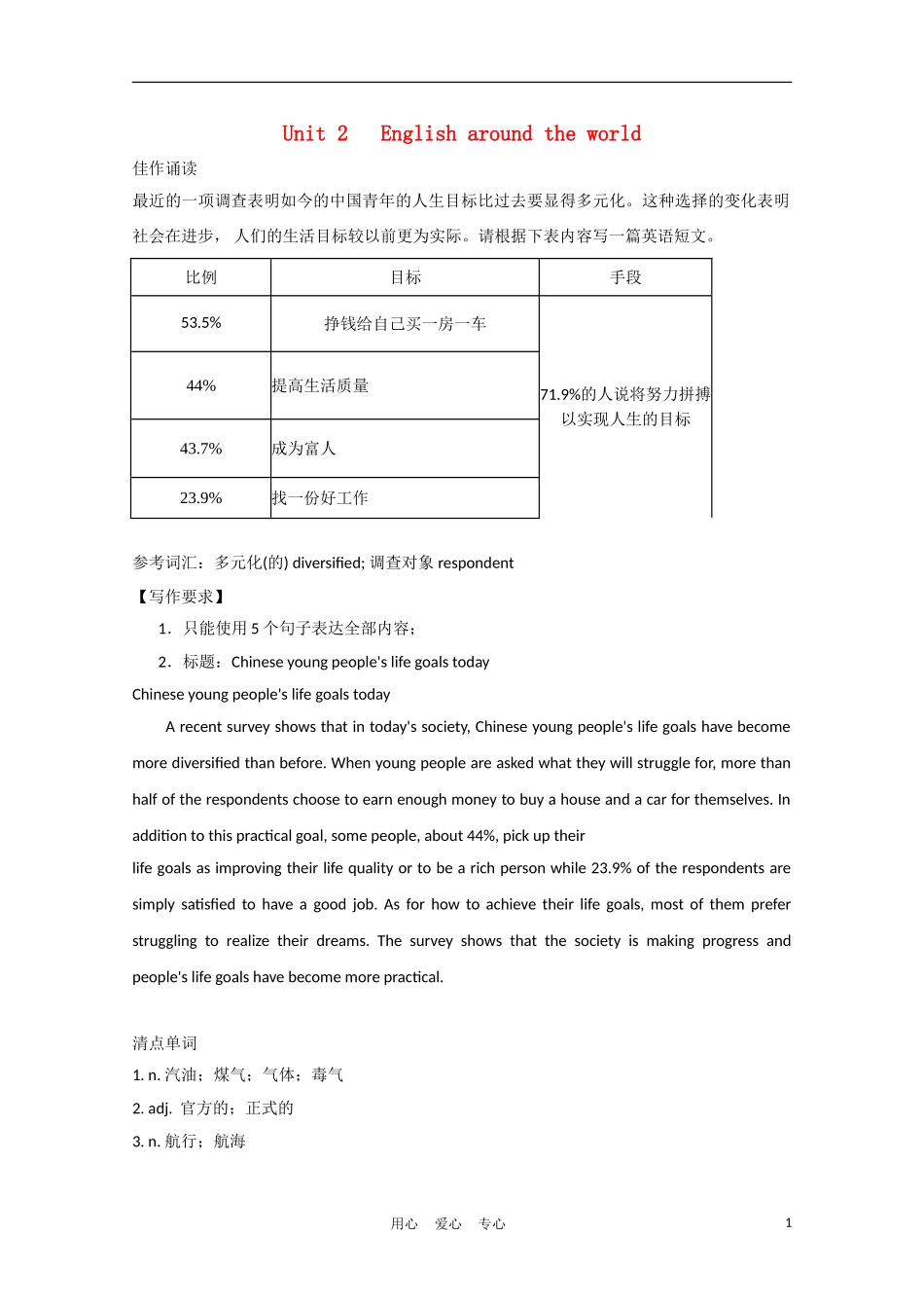 广东省2012届高考英语一轮复习 M1 Unit 2 English around the world精品学案 新人教版_第1页