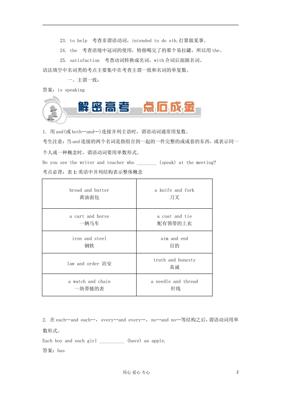 广东省2012届高中英语2轮总复习 专题2 第1课时名词类知识考查学案_第2页