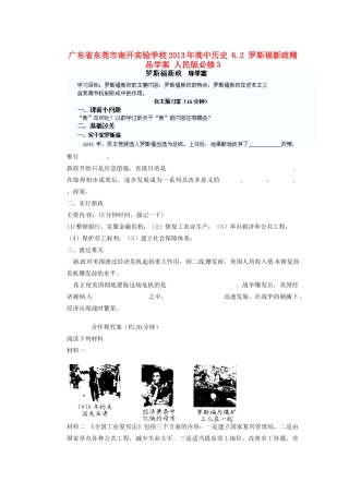 广东省东莞市南开实验学校2013年高中历史 6.2 罗斯福新政精品学案 人民版必修3
