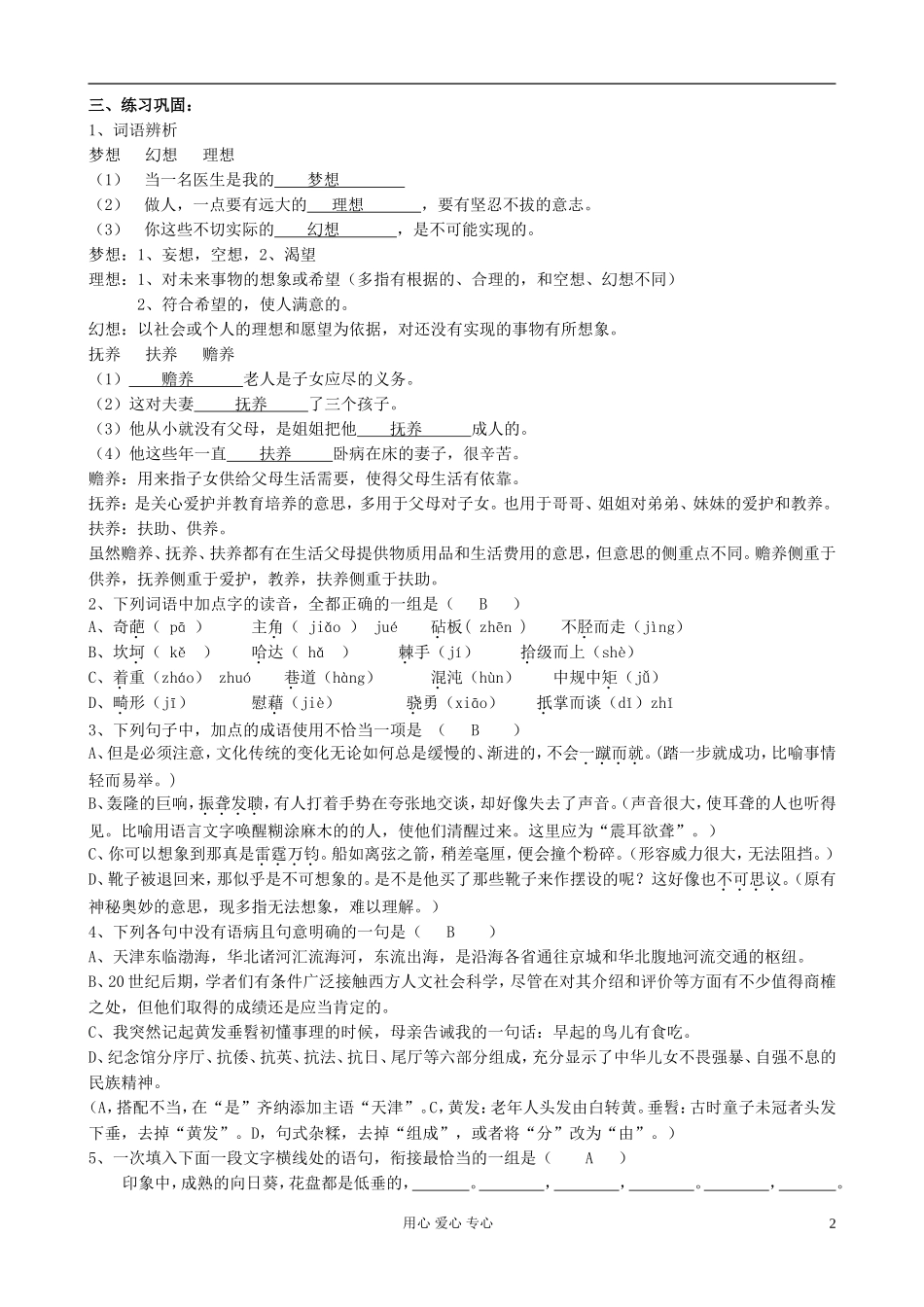 广东省佛山市南海区罗村高级中学高一语文《我的故事以及背后的中国梦》学案（教师用）粤教版 _第2页