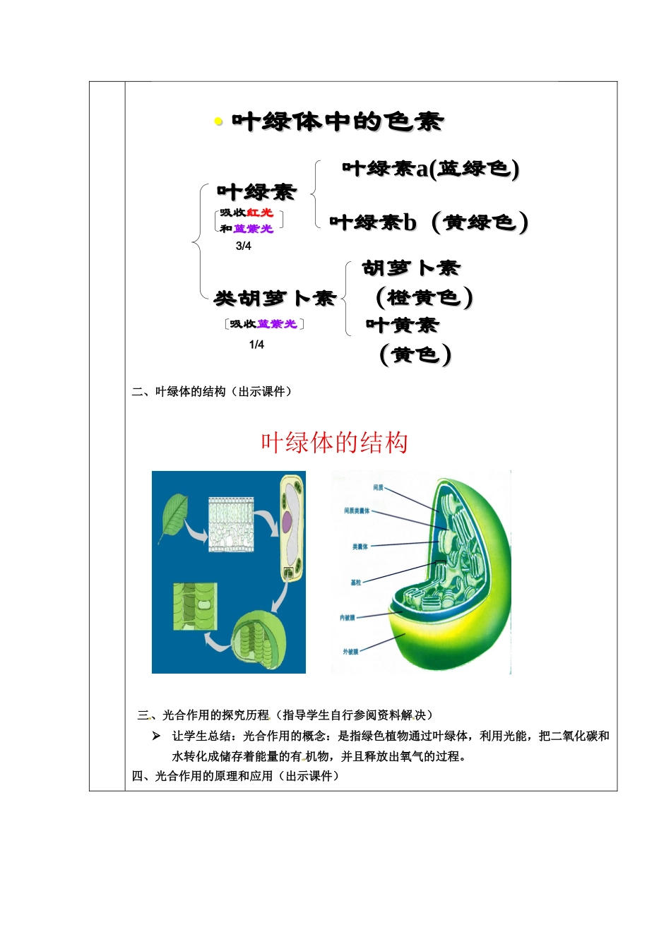 广东省德庆县孔子中学2014高中生物 第4节 能量之源 光与光合作用教案 新人教版必修1_第2页