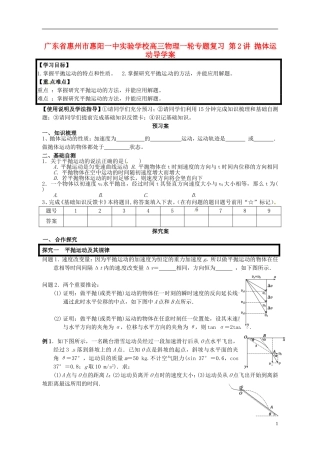 广东省惠州市惠阳一中实验学校高三物理一轮专题复习 第2讲 抛体运动导学案