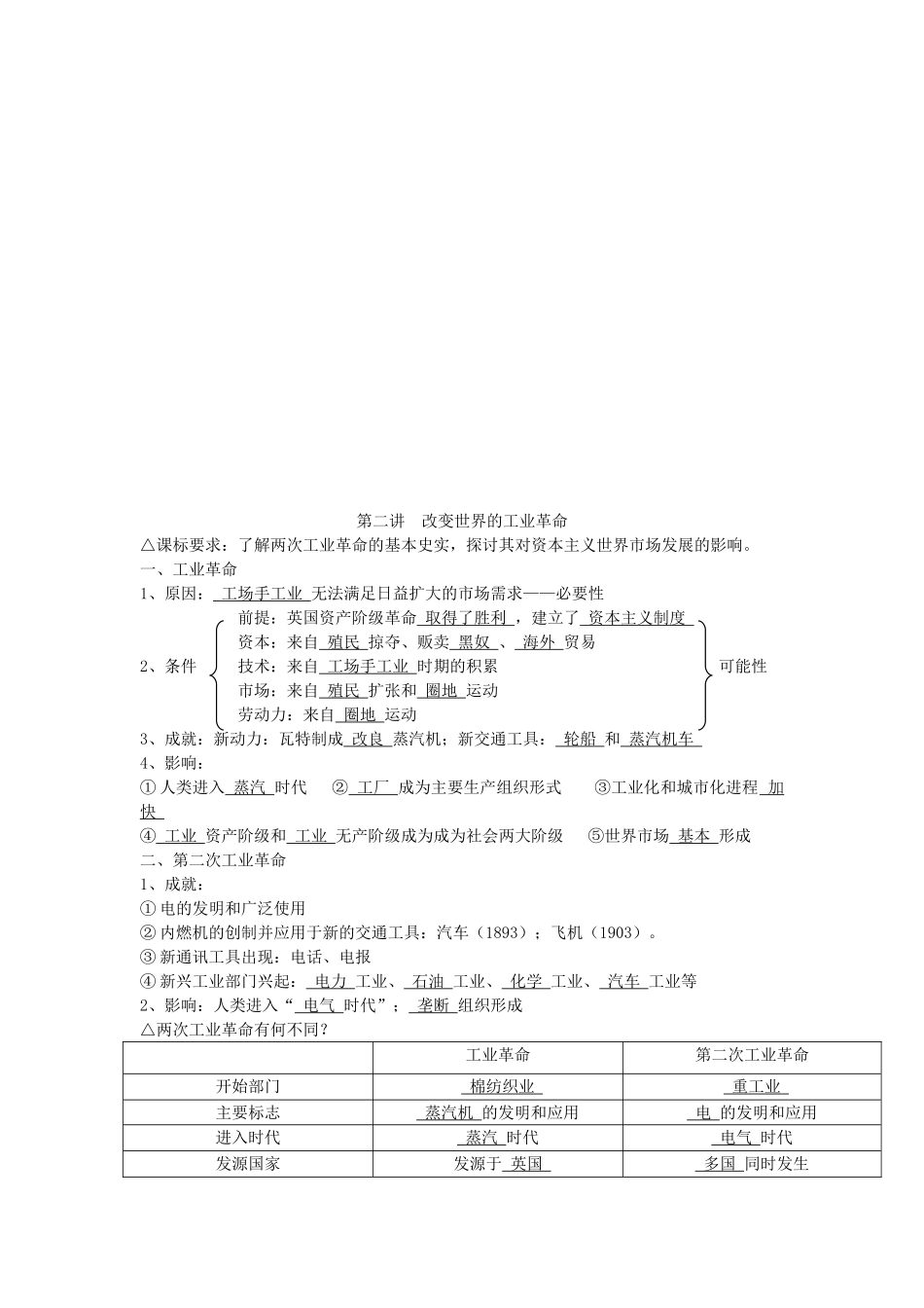 广东省深圳市皇御苑学校2013届高考历史一轮复习学案 专题5  资本主义世界市场的形成与发展 _第2页