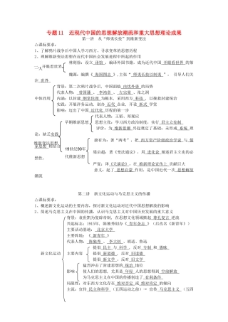 广东省深圳市皇御苑学校2013届高考历史一轮复习学案 专题11  近现代中国的思想解放潮流和重大思想理论成果 
