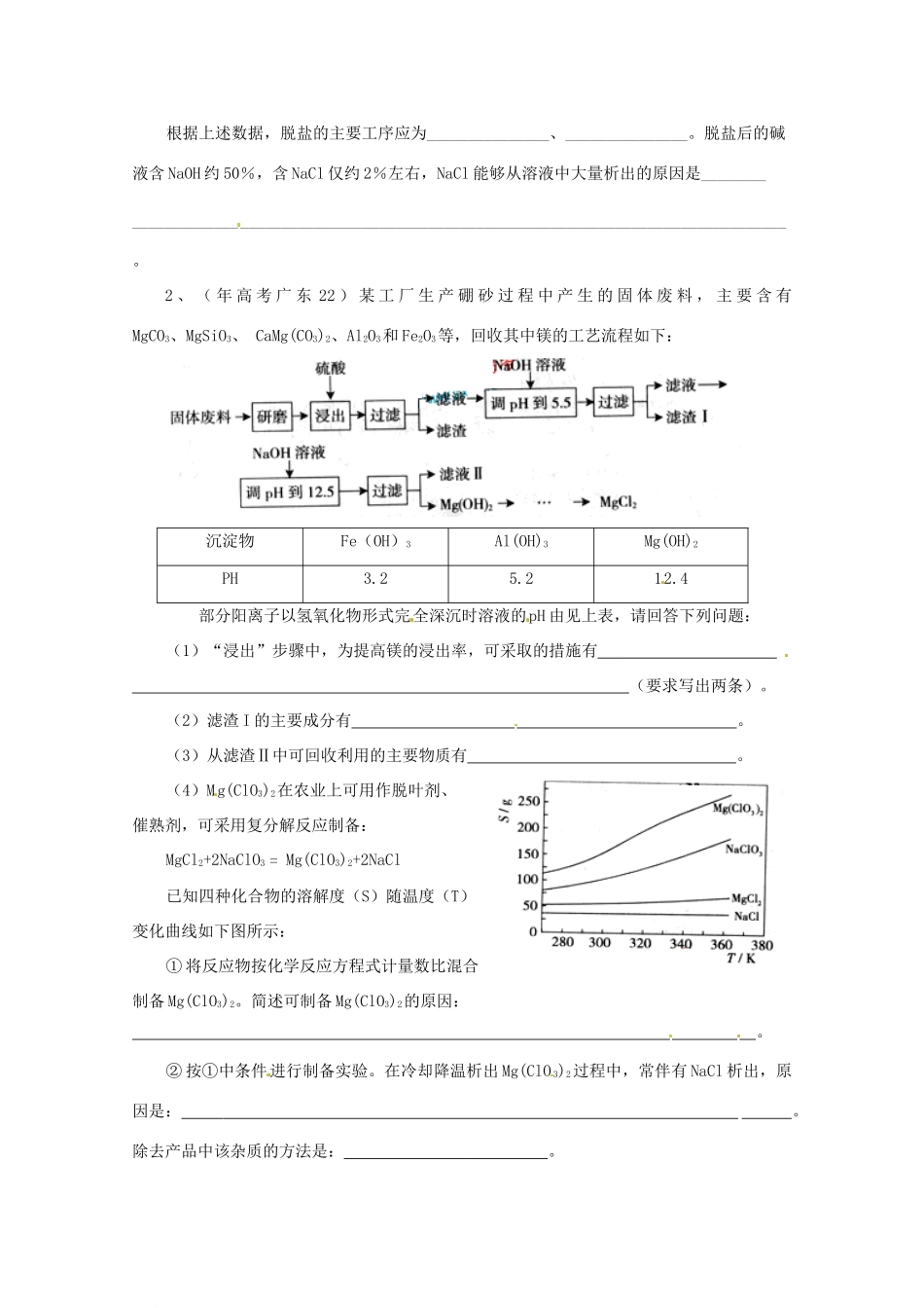 广东省雷州一中2013届高三化学 第二课堂辅导《工艺流程题解题技巧点拨》_第2页