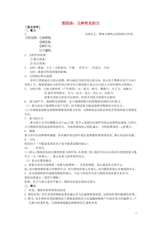 广东省陆丰市东海中学高中物理 初高中衔接 第4讲 几种常见的力导学案 新人教版必修1