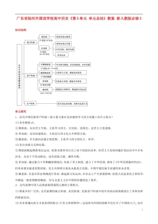 广东省陆河外国语学校高中历史《第5单元 单元总结》教案 新人教版必修3