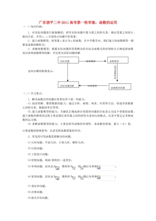 广东省饶平二中2011届高考数学第一轮复习 函数的运用学案