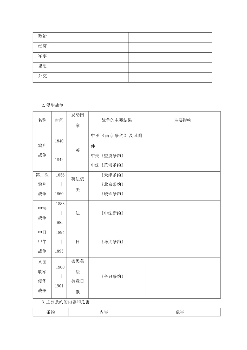 广东省阳东县第二中学2013届高考历史一轮复习 专题二 近代中国维护国家主权的斗争学案_第2页