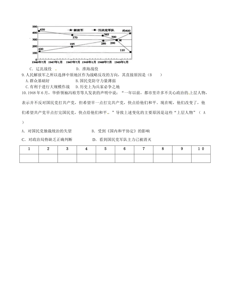 广西平南县中学2013届高三历史一轮复习 解放战争的胜利发展学案_第3页