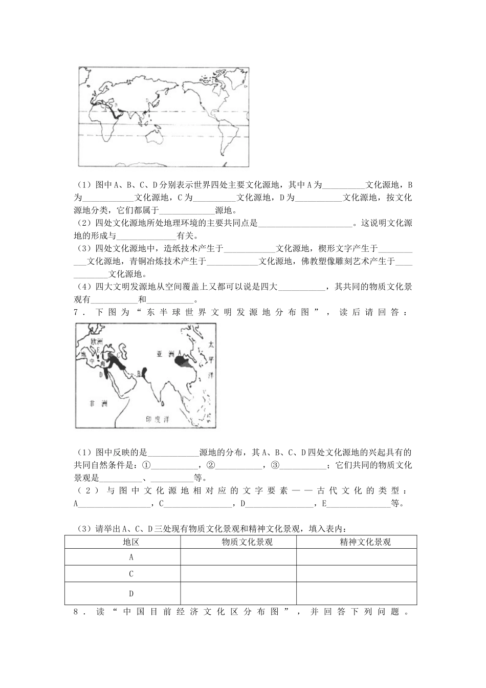 广西平南县中学高二地理《文化源地与文化区》学案 新人教版_第2页