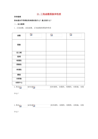 河北省广平县第一中学2012届高三数学复习 21 三角函数图象和性质学案