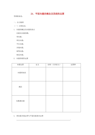 河北省广平县第一中学2012届高三数学复习 24 平面向量的概念及其线性运算学案