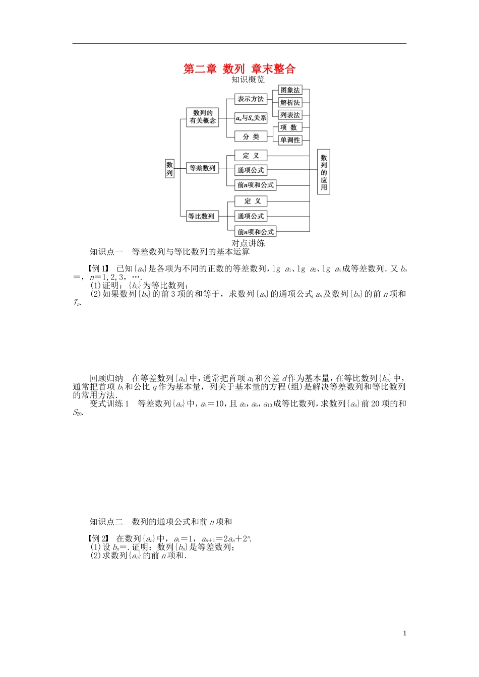 河北省春晖中学2013-2014学年高中数学 第二章 数列章末整合学案 新人教B版必修5_第1页