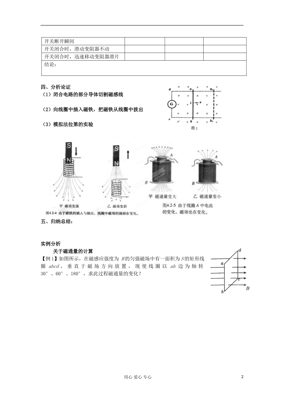 河北省藁城一中高一物理《42探究电磁感应的产生条件》学案_第2页
