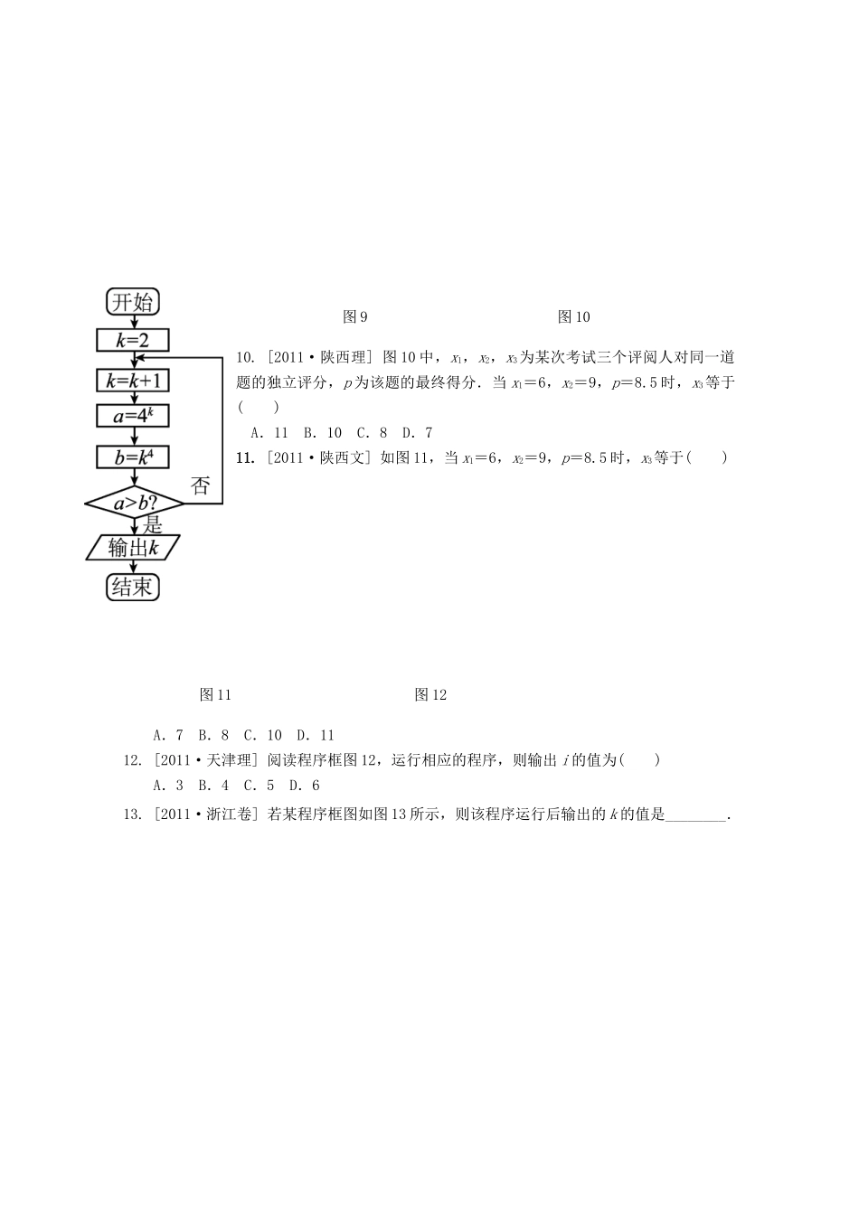 河北省广平县第一中学2012届高三数学复习 66 算法与程序框图学案_第3页
