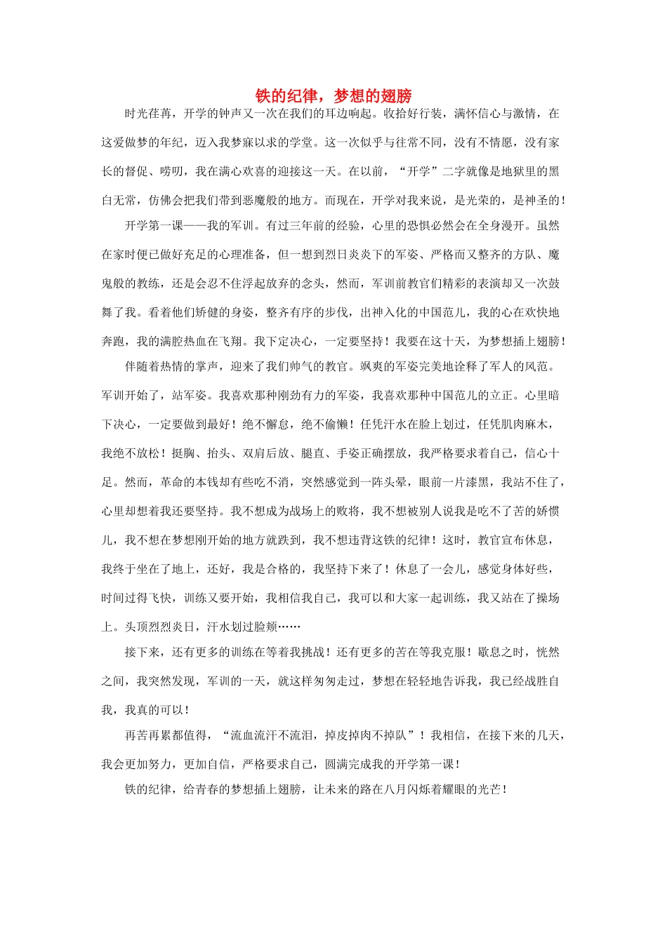 河北省衡水中学2014年高三语文 感悟青春 铁的纪律，梦想的翅膀作文素材_第1页