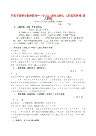 河北省邯郸市临漳县第一中学2012届高三语文 古诗鉴赏素材 新人教版