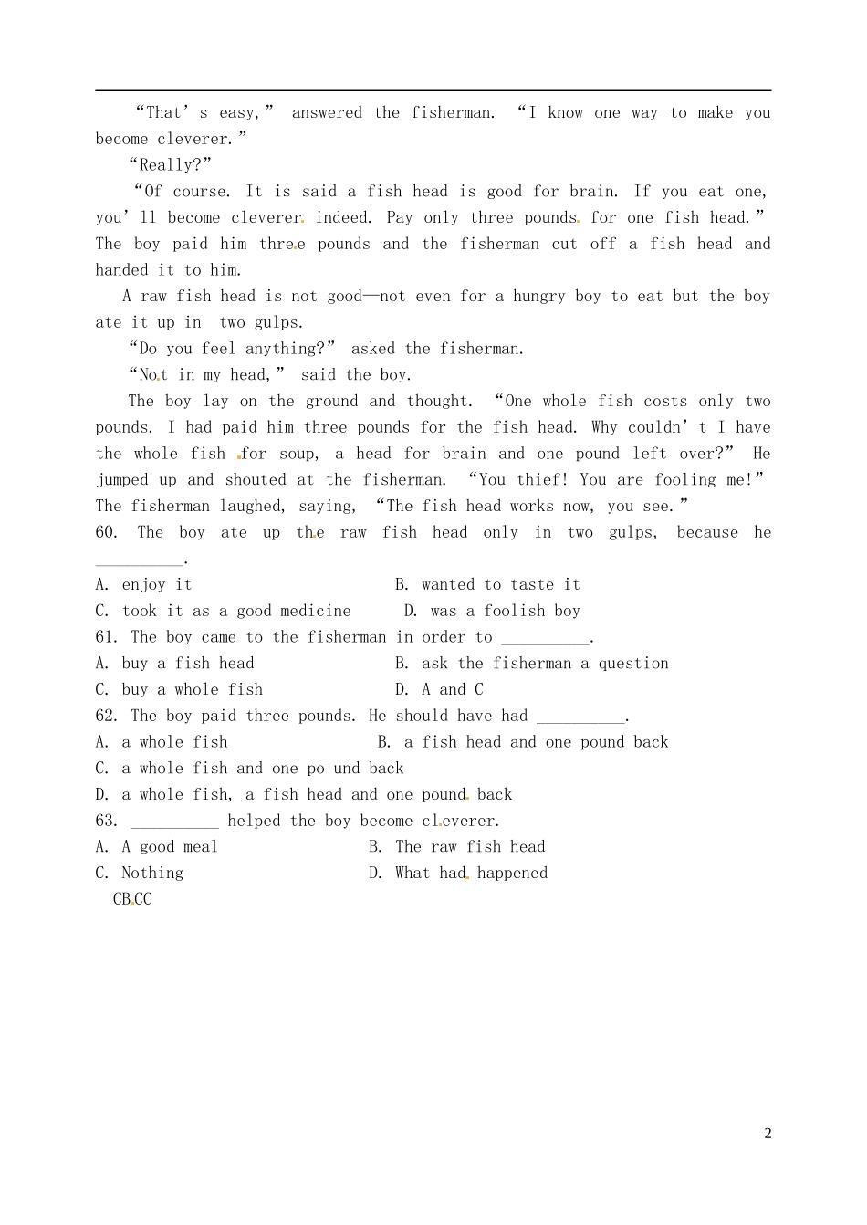 河北省邯郸市临漳县第一中学高一英语 book2unit3考案_第2页