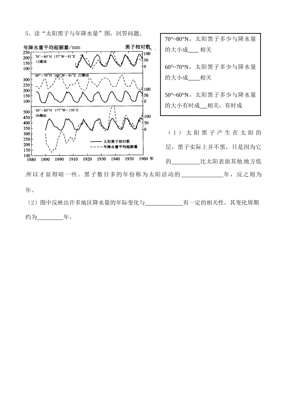 河北省邯郸市临漳县第一中学高中地理《1.2太阳对地球影响》学案 新人教版必修1_第3页