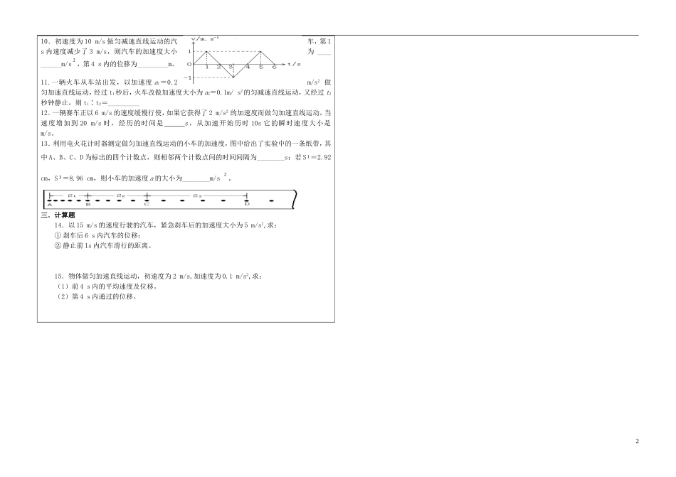 河北省迁安一中高中物理 第一章习题课导学案 新人教版必修1_第2页