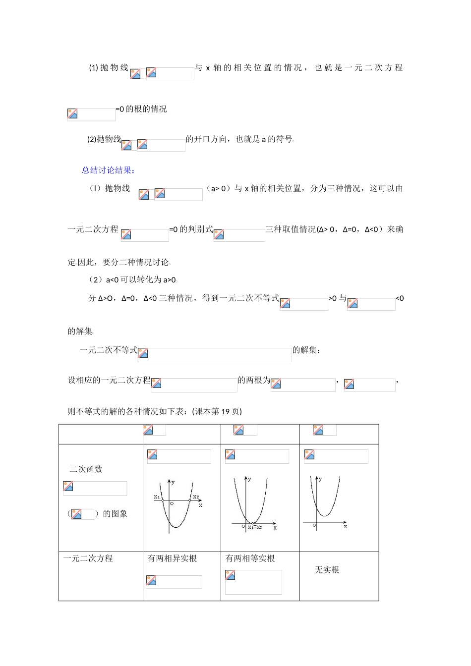 贵州省贵大附中2011届高三数学复习 一元二次不等式（1）教学案 旧人教版_第3页