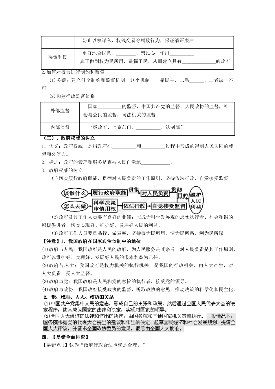 贵州省贵阳市北京师范大学贵阳附属中学2014届高三政治一轮复习《政治生活》第4课《我国政府受人民的监督》复习学案_第3页