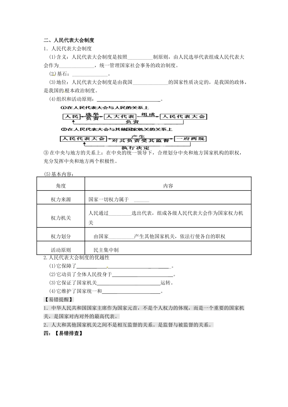 贵州省贵阳市北京师范大学贵阳附属中学2014届高三政治一轮复习《政治生活》第5课《我国的人民代表大会制度》复习学案_第3页